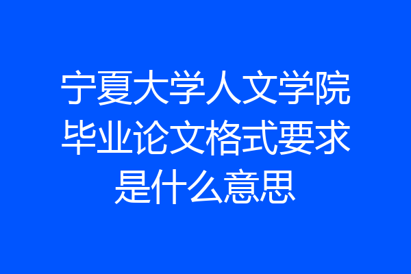 宁夏大学人文学院毕业论文格式要求是什么意思