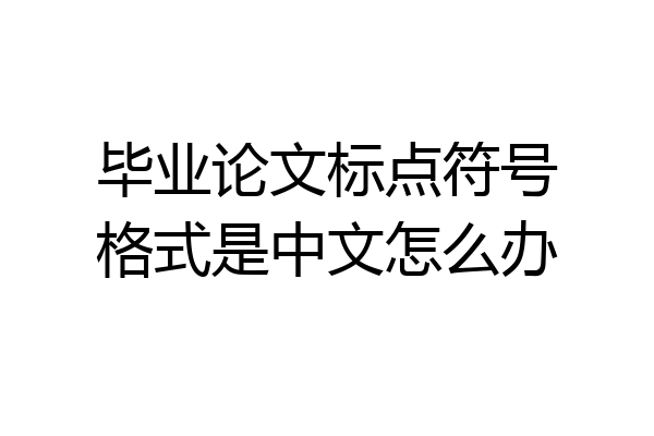 毕业论文标点符号格式是中文怎么办