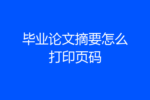 毕业论文摘要怎么打印页码