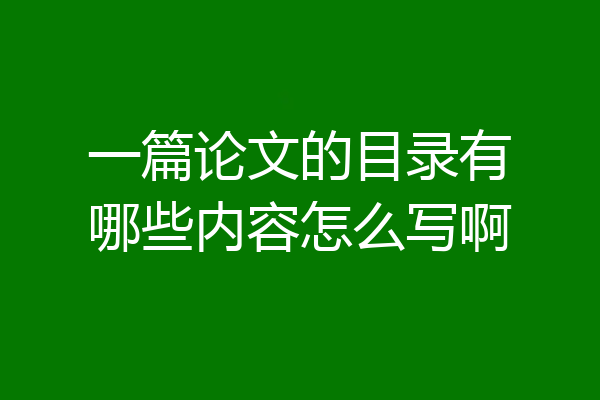 一篇论文的目录有哪些内容怎么写啊