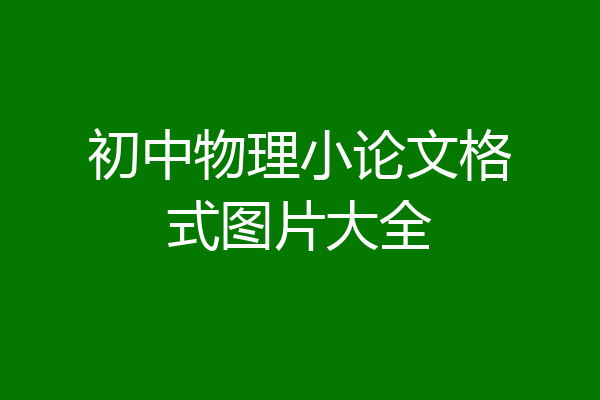 初中物理小论文格式图片大全