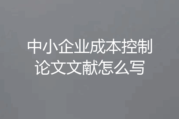 中小企业成本控制论文文献怎么写