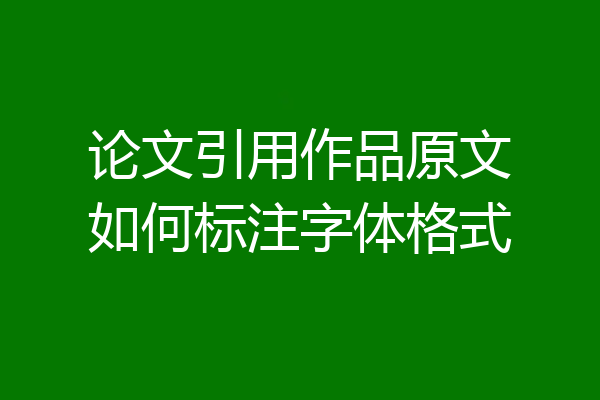 论文引用作品原文如何标注字体格式