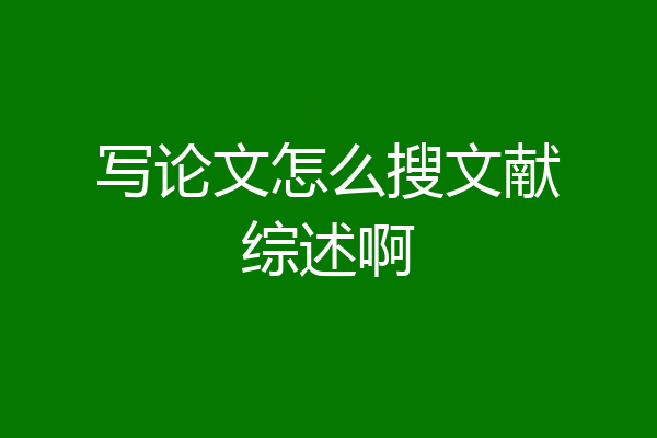 写论文怎么搜文献综述啊