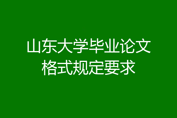 山东大学毕业论文格式规定要求