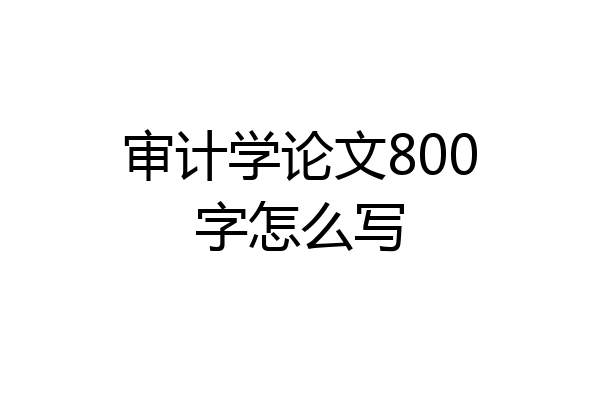 审计学论文800字怎么写
