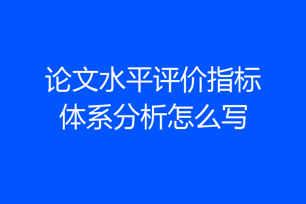 论文水平评价指标体系分析怎么写