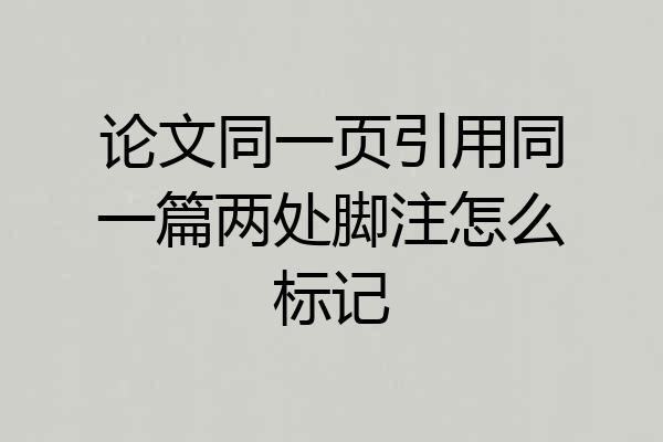 论文同一页引用同一篇两处脚注怎么标记