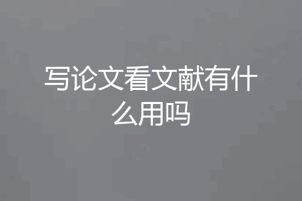 写论文看文献有什么用吗