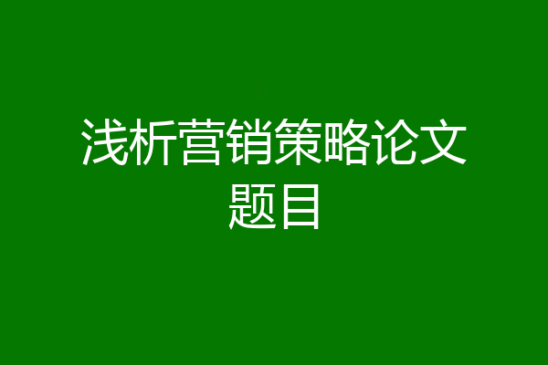 浅析营销策略论文题目