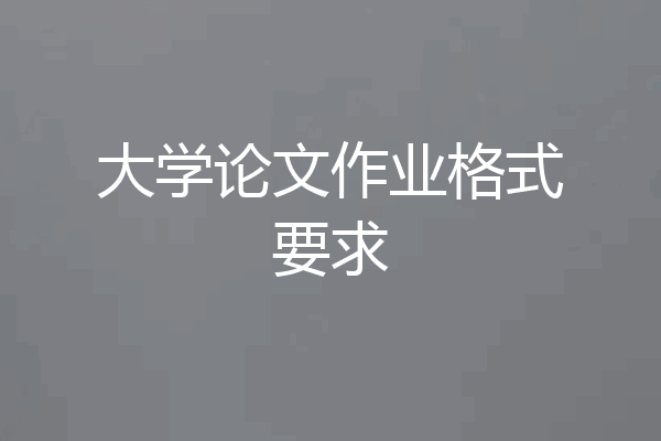 大学论文作业格式要求