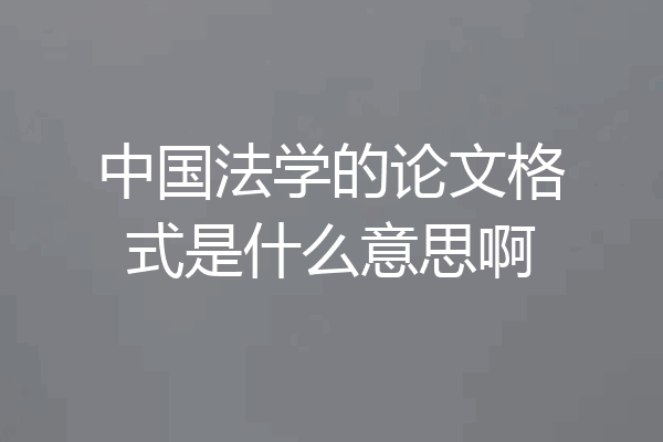 中国法学的论文格式是什么意思啊