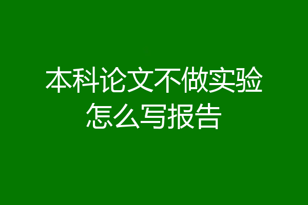 本科论文不做实验怎么写报告