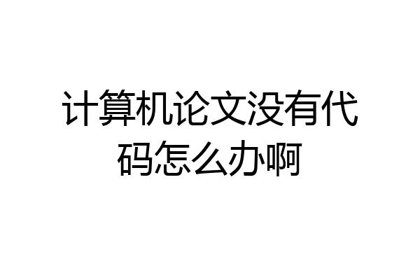 计算机论文没有代码怎么办啊