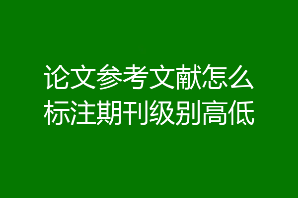 论文参考文献怎么标注期刊级别高低