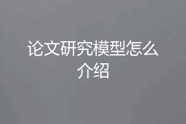 论文研究模型怎么介绍