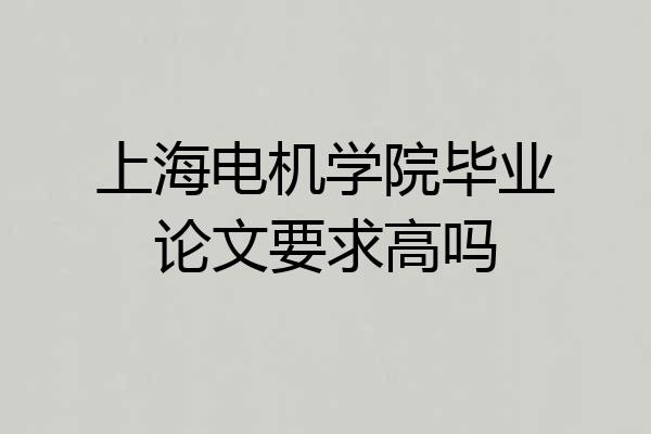 上海电机学院毕业论文要求高吗