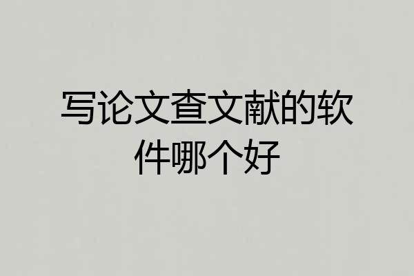 写论文查文献的软件哪个好