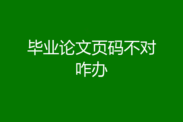 毕业论文页码不对咋办