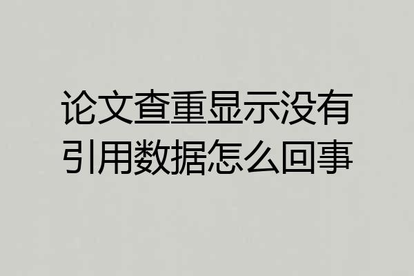 论文查重显示没有引用数据怎么回事