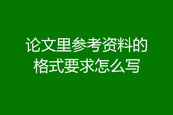 论文里参考资料的格式要求怎么写