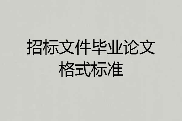招标文件毕业论文格式标准