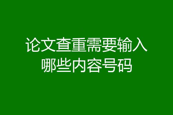论文查重需要输入哪些内容号码
