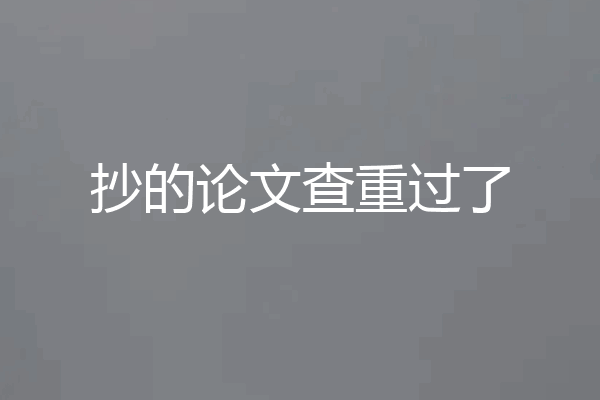 抄的论文查重过了