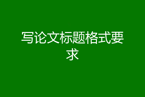 写论文标题格式要求