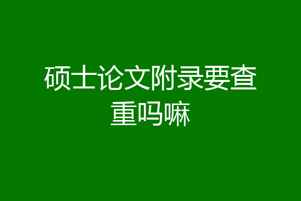 硕士论文附录要查重吗嘛