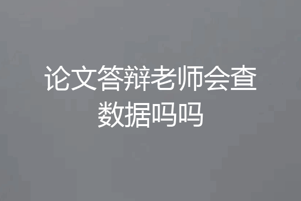 论文答辩老师会查数据吗吗