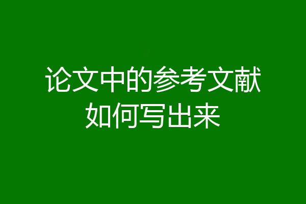 论文中的参考文献如何写出来