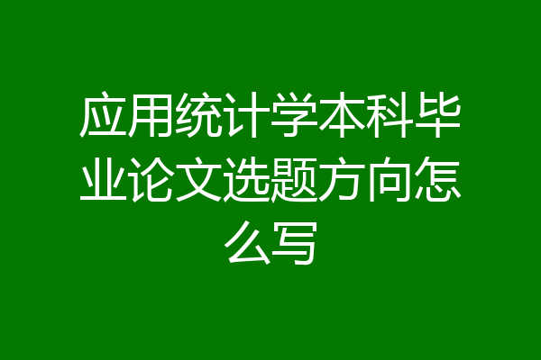 应用统计学本科毕业论文选题方向怎么写