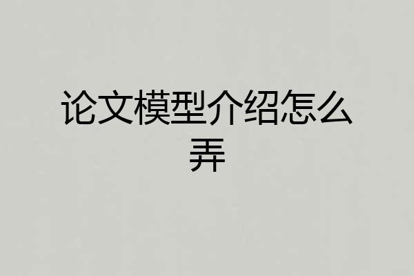 论文模型介绍怎么弄
