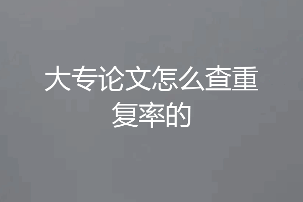 大专论文怎么查重复率的