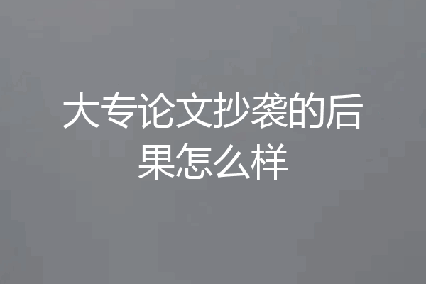 大专论文抄袭的后果怎么样