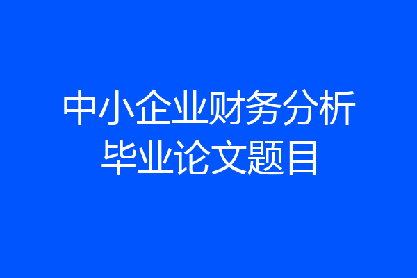 中小企业财务分析毕业论文题目