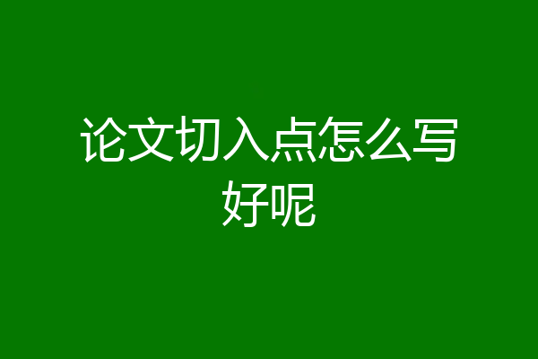 论文切入点怎么写好呢