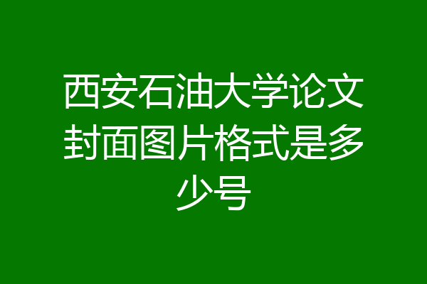西安石油大学论文封面图片格式是多少号