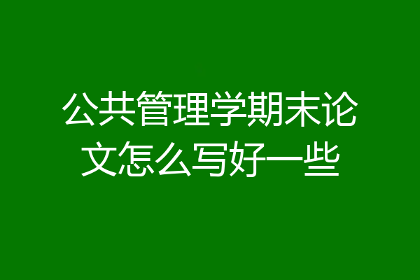 公共管理学期末论文怎么写好一些