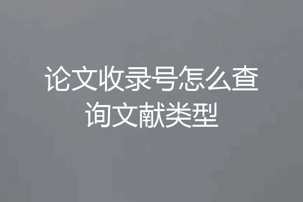 论文收录号怎么查询文献类型