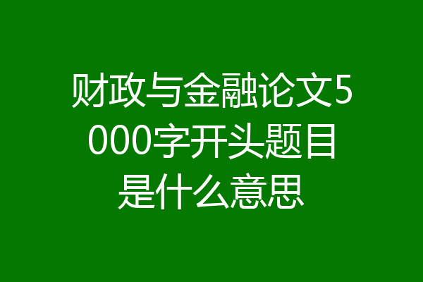 财政与金融论文5000字开头题目是什么意思