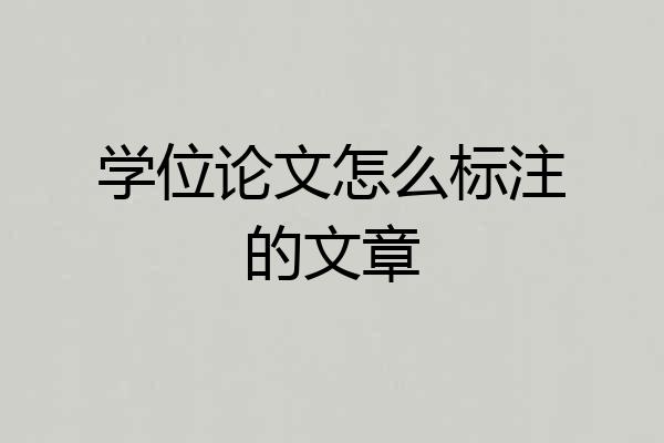 学位论文怎么标注的文章