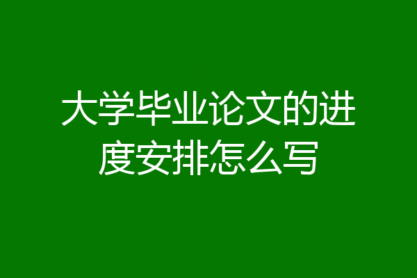大学毕业论文的进度安排怎么写