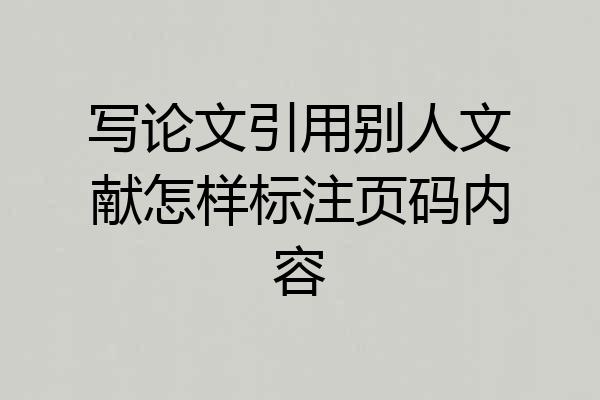 写论文引用别人文献怎样标注页码内容