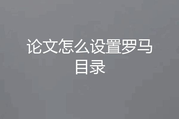 论文怎么设置罗马目录