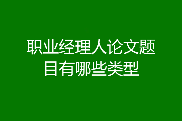 职业经理人论文题目有哪些类型