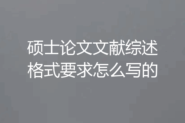 硕士论文文献综述格式要求怎么写的