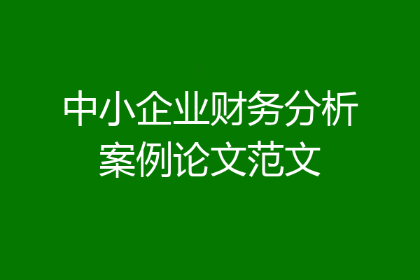 中小企业财务分析案例论文范文