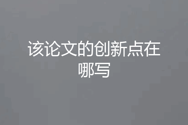 该论文的创新点在哪写